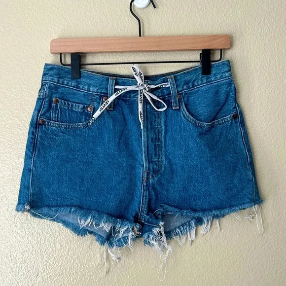 LEVI’S 501 High Waisted Drawstring Shorts - Picture 1 of 7